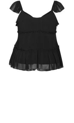 Bryn Frill Tie Top - black