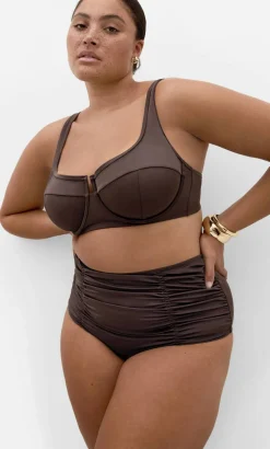 Capri Hi Waist Bikini Brief - chocolate