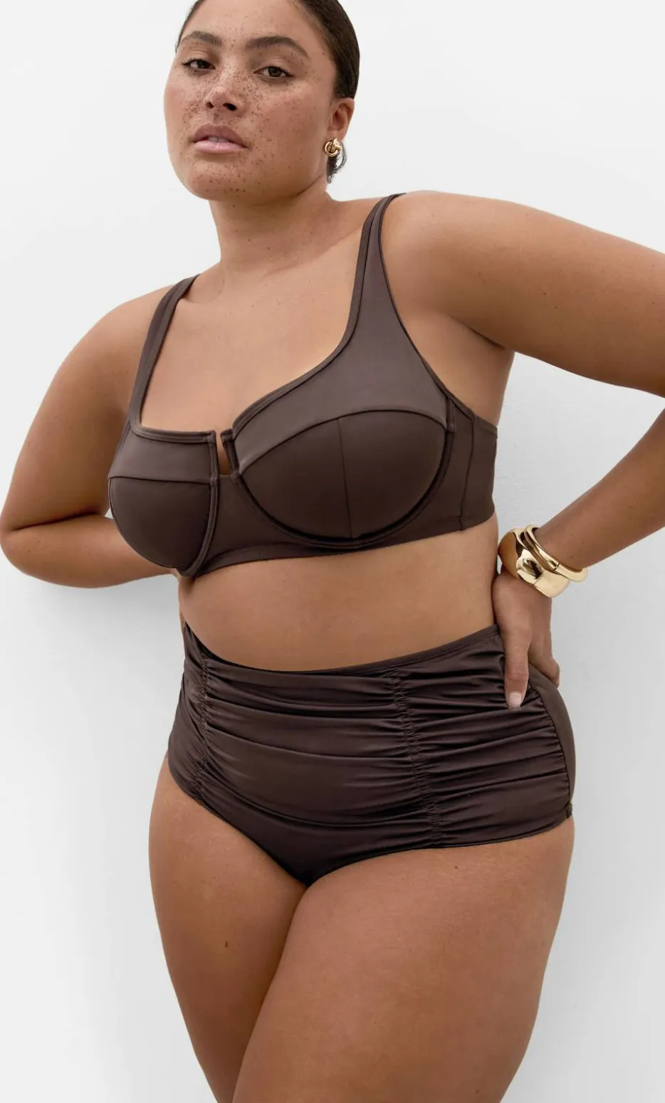 Capri Hi Waist Bikini Brief - chocolate