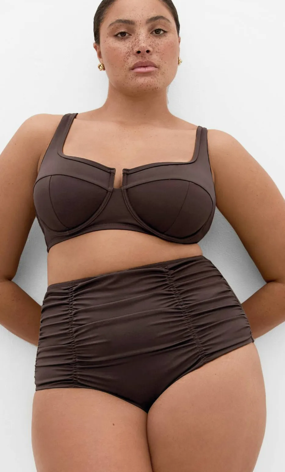 Capri Hi Waist Bikini Brief - chocolate