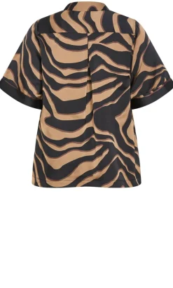 Cara Abstract Print Shirt - cocoa