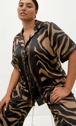 Cara Abstract Print Shirt - cocoa