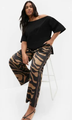 Cara Abstract Print Wide Leg Pant - cocoa