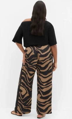 Cara Abstract Print Wide Leg Pant - cocoa