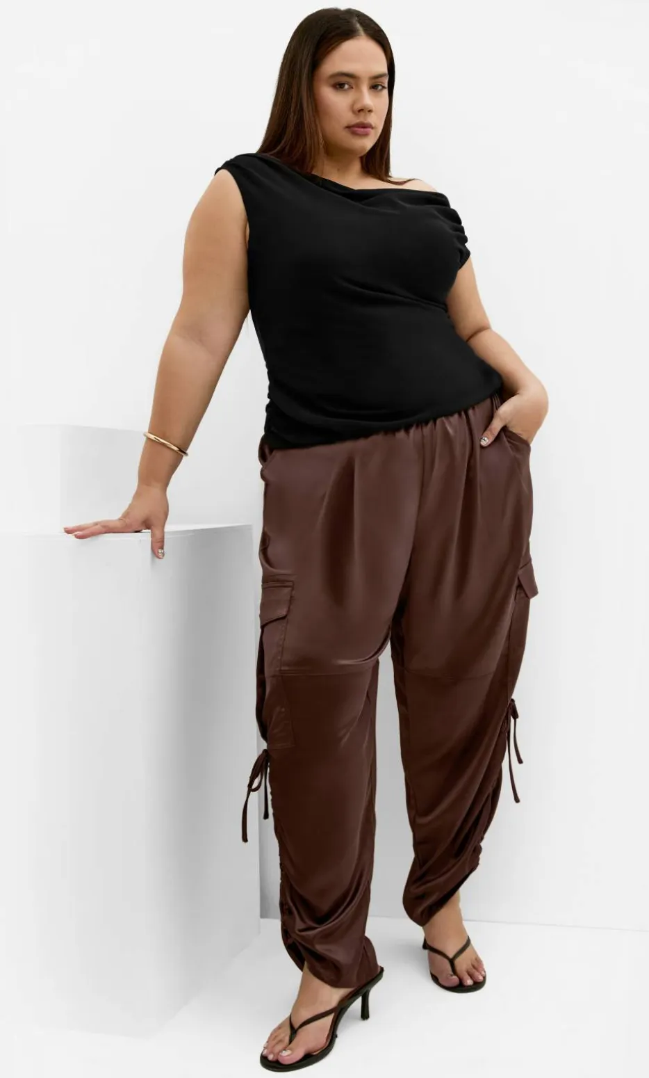 Cargo Castle Satin Pant - chocolate