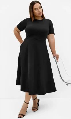 Cariline Midi Skater Dress - black