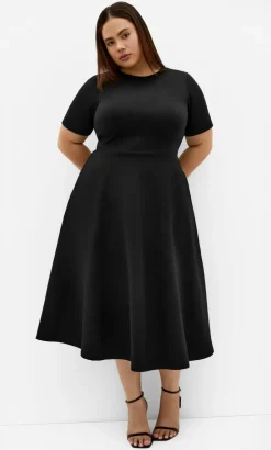 Cariline Midi Skater Dress - black