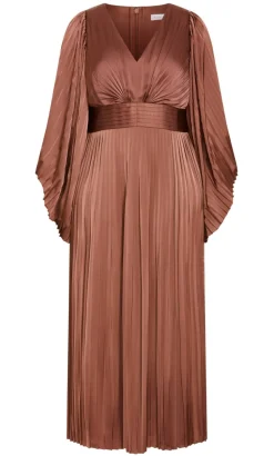 Carmina Pleat Maxi Dress - mocha