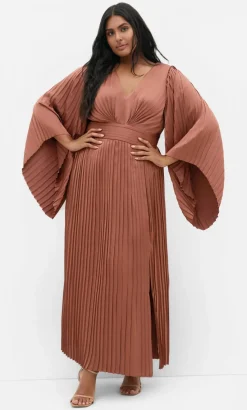 Carmina Pleat Maxi Dress - mocha