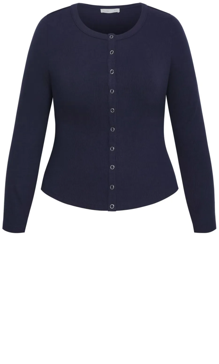 Cassia Button Through Rib Top - navy