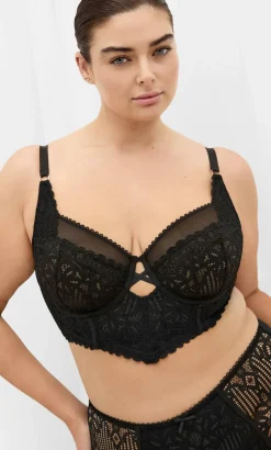 Cassia Underwire Longline Bra - black