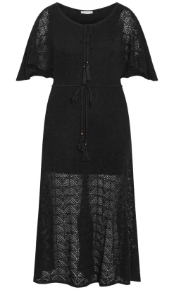 Cassie Crochet Knit Dress - black