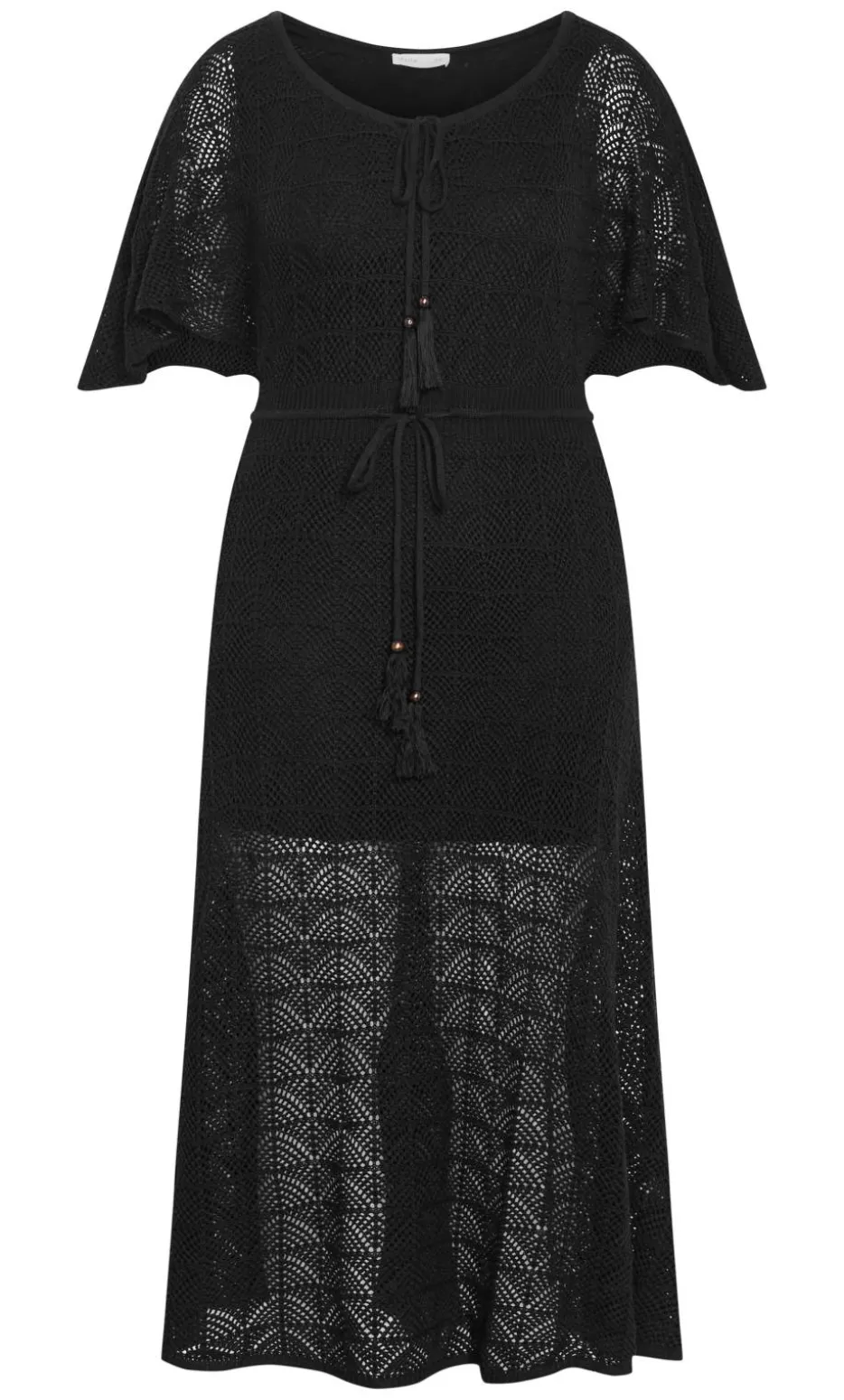 Cassie Crochet Knit Dress - black