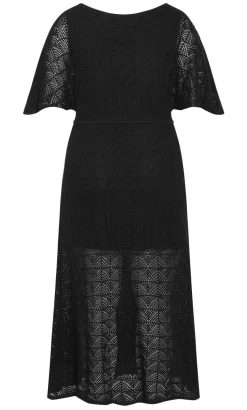 Cassie Crochet Knit Dress - black