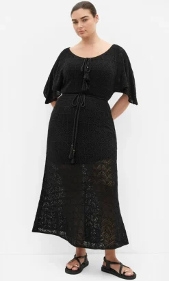 Cassie Crochet Knit Dress - black