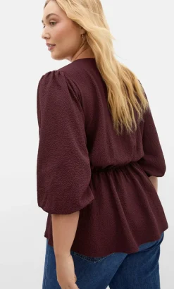 Celina Peplum Top - bordeaux