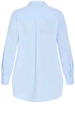 Chiara Oversized Longline Cotton Shirt - ice blue