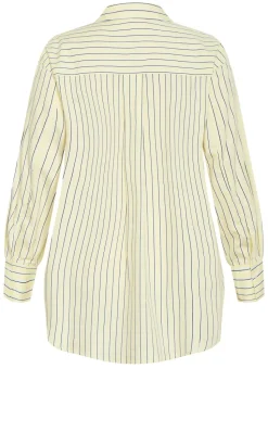 Chiara Oversized Longline Stripe Cotton Shirt - yellow