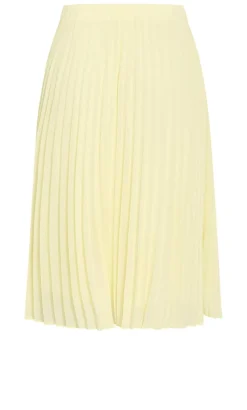Chiffon Pleat Midi Skirt - lemon