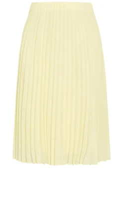 Chiffon Pleat Midi Skirt - lemon