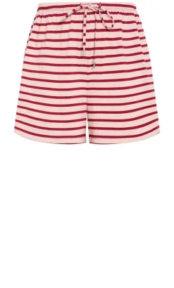 Claire Stripe Drawcord Short - blush
