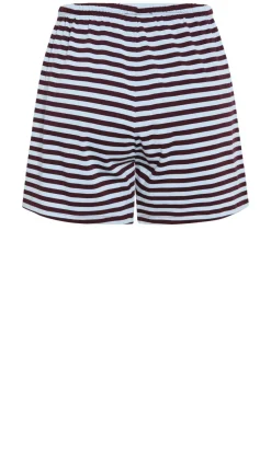 Claire Stripe Drawcord Short - sky blue