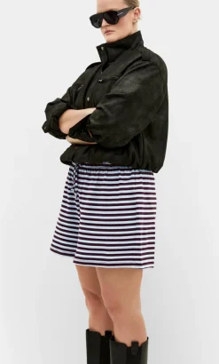 Claire Stripe Drawcord Short - sky blue