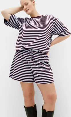 Claire Stripe Drawcord Short - sky blue