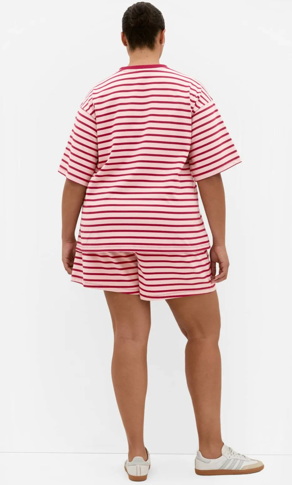 Claire Stripe Oversized Tee - blush