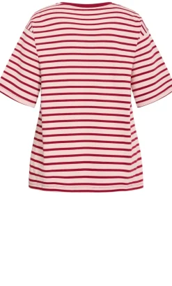 Claire Stripe Oversized Tee - blush