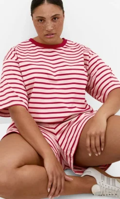 Claire Stripe Oversized Tee - blush