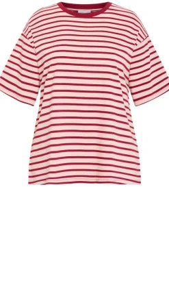 Claire Stripe Oversized Tee - blush