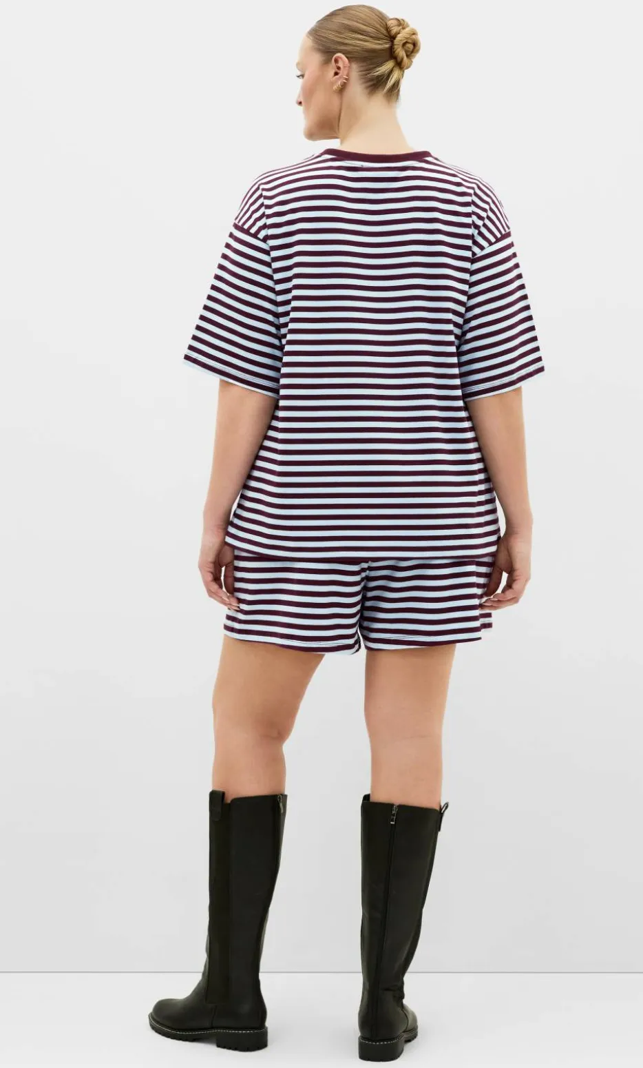 Claire Stripe Oversized Tee - sky blue