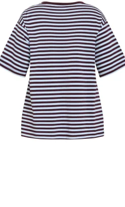 Claire Stripe Oversized Tee - sky blue
