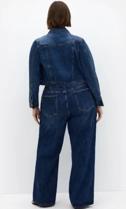 Classic Crop Denim Jacket - mid wash