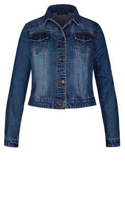 Classic Crop Denim Jacket - mid wash