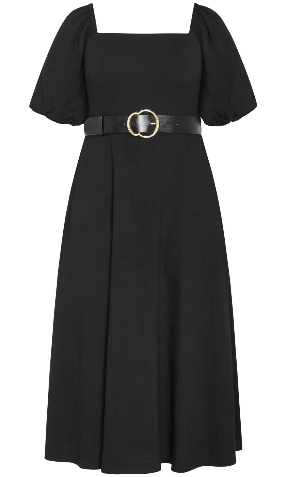 Collins Puff Sleeve Belted Maxi Dress - black