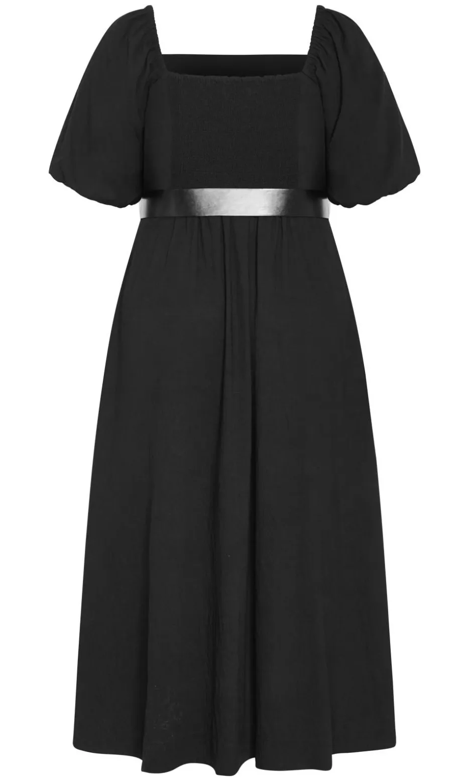 Collins Puff Sleeve Belted Maxi Dress - black