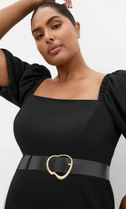 Collins Puff Sleeve Belted Maxi Dress - black