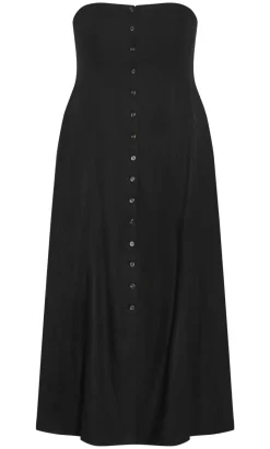 Contrast Strapless Maxi Dress - black
