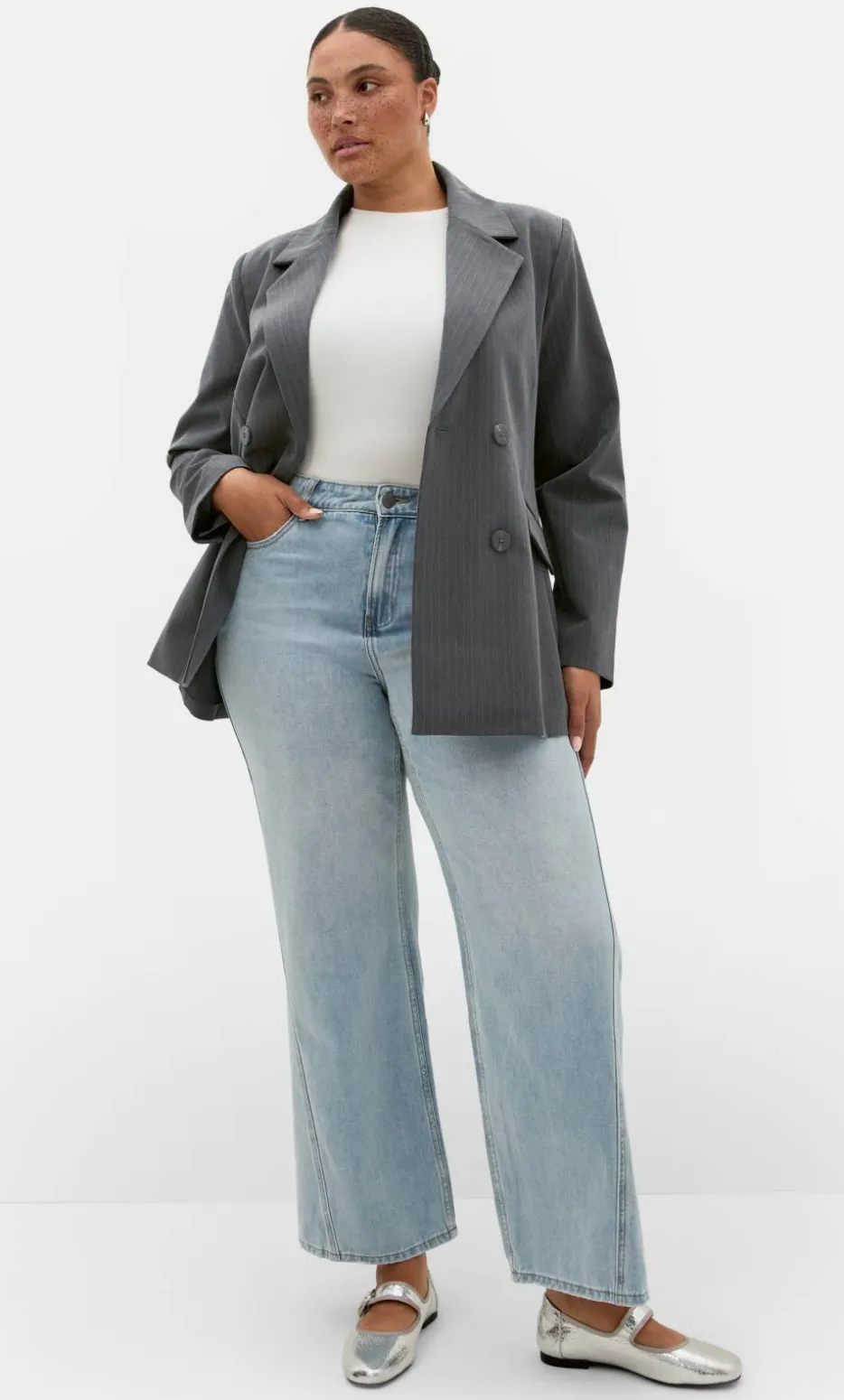 Cora Blue Stripe Blazer - grey