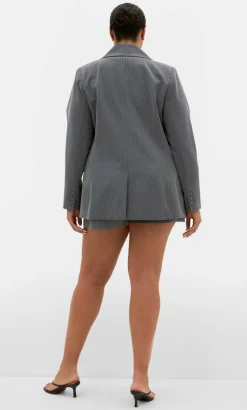 Cora Blue Stripe Blazer - grey