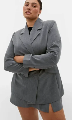 Cora Blue Stripe Blazer - grey