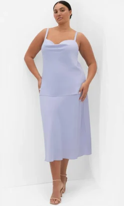 Cowl Neck Satin Cami - lilac