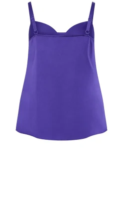 Cowl Neck Satin Cami - royal purple