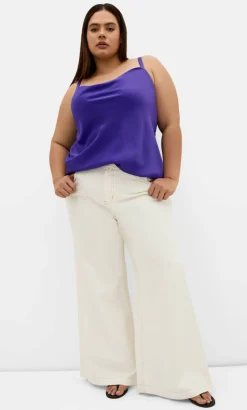 Cowl Neck Satin Cami - royal purple