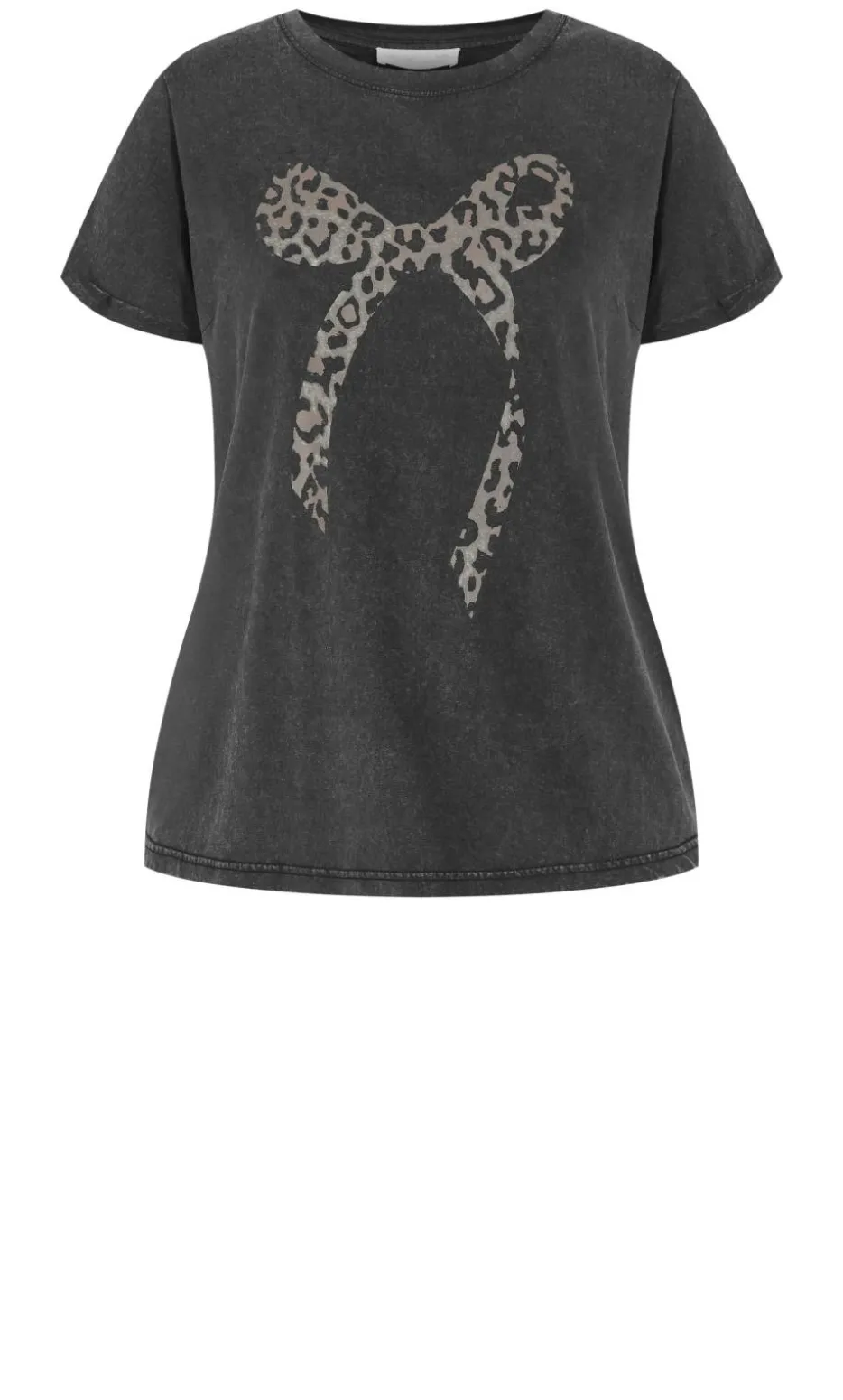 Cuffed Sleeve Bow Tee - charcoal wash