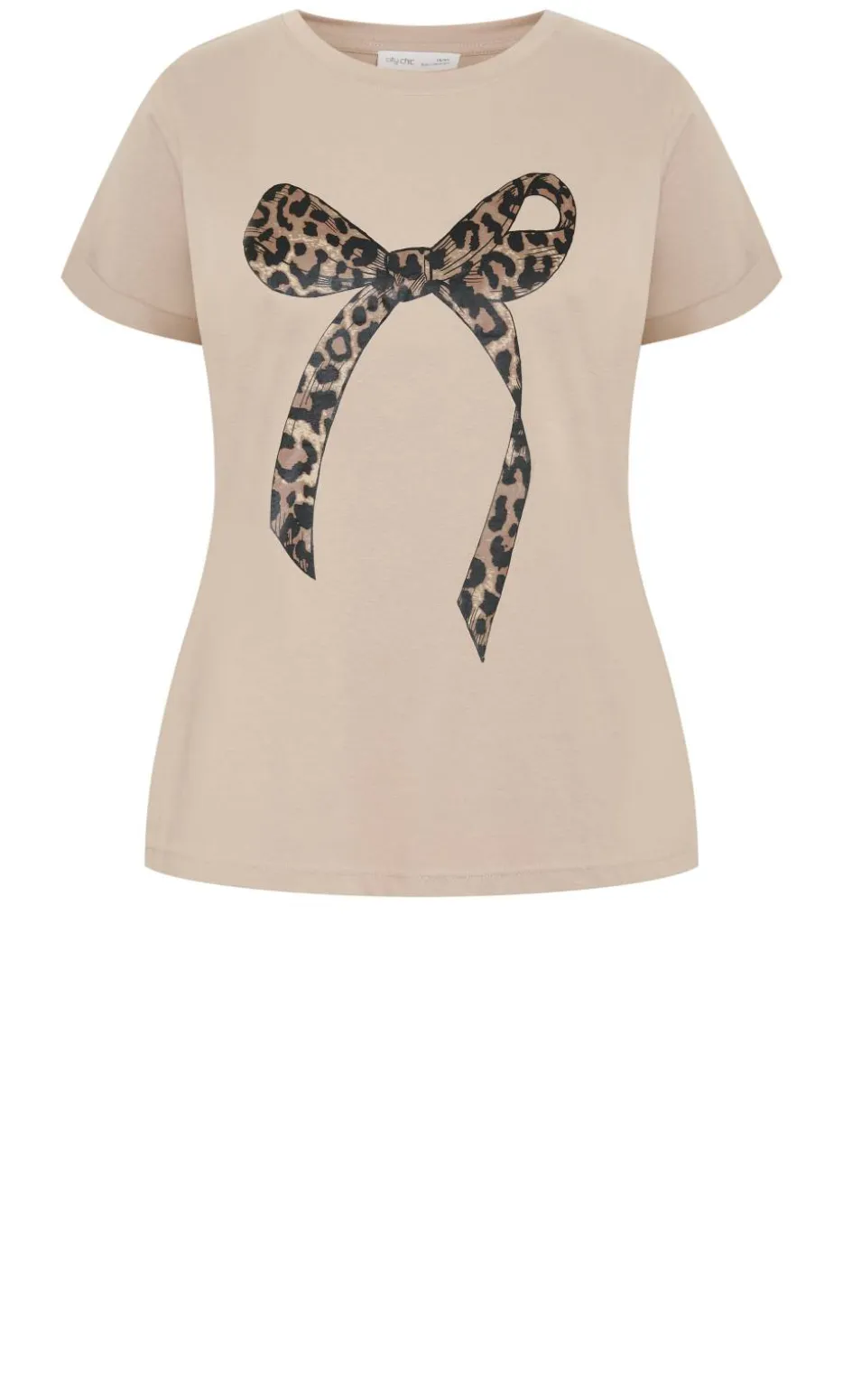 Cuffed Sleeve Bow Tee - stone