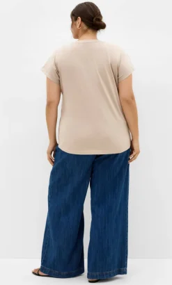 Cuffed Sleeve Bow Tee - stone