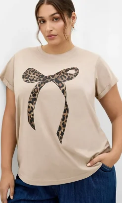 Cuffed Sleeve Bow Tee - stone